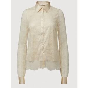 Rachel Parcell Lace Cream Satin Button Down Medium